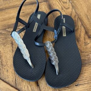 Black and Silver Women's Ipanema Sandals